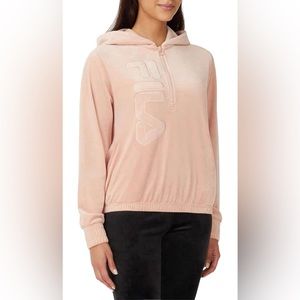 NWT Fila Womens Velour Quarter Zip Hoodie  Misty  Rose small